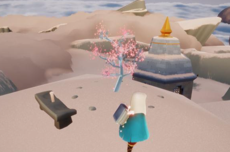 光遇怎么在樱花树下放彩虹